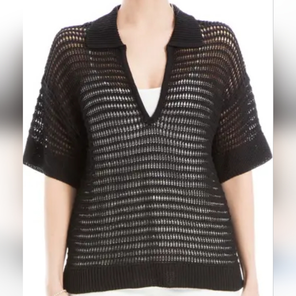 Max Studio Deep‎ Black V-Neck Sweater Oversize S